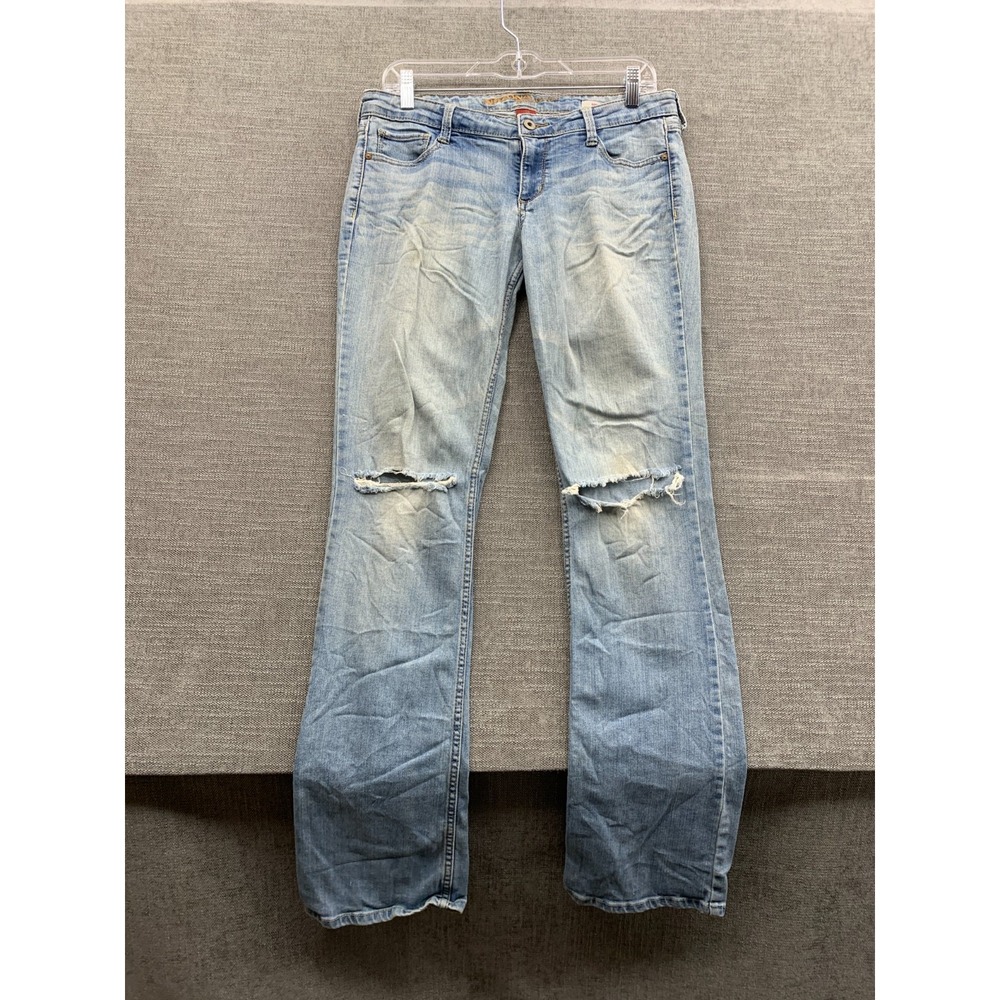 Arizona Bootcut Jeans Women 11 Long Blue Denim Cotton Mid Rise Casual Distressed
